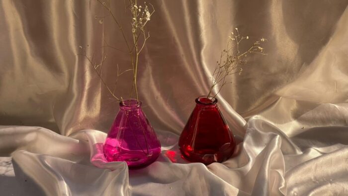 گلدان رنگی شیشه ای مدل خمره